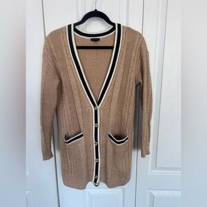 Talbots Tan Cardigan with Black and White Accents